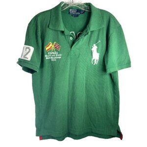 Mens Polo Ralph Lauren SPAIN 012 green medium big pony logo rugby Espana shirt